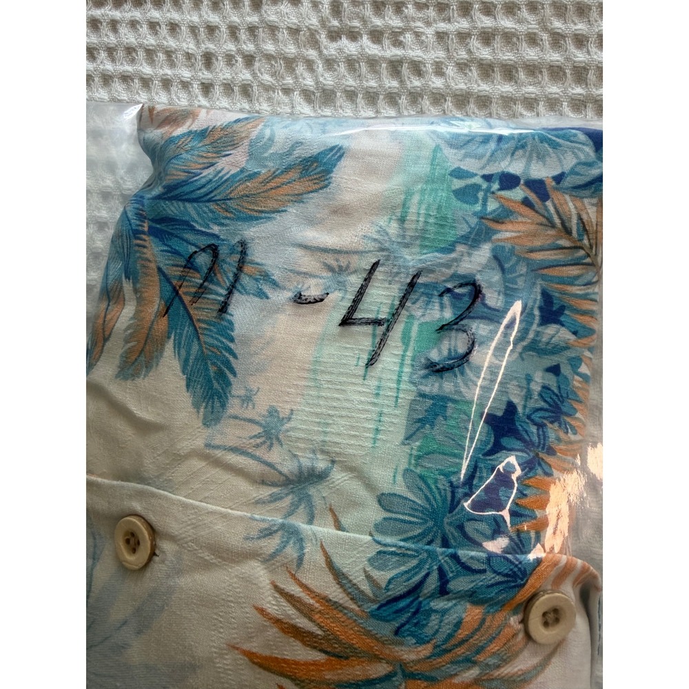 Tommy Bahama Button Down Shirt Mens XL Silk Blue Orange Tropical Palm Island - Picture 11 of 11